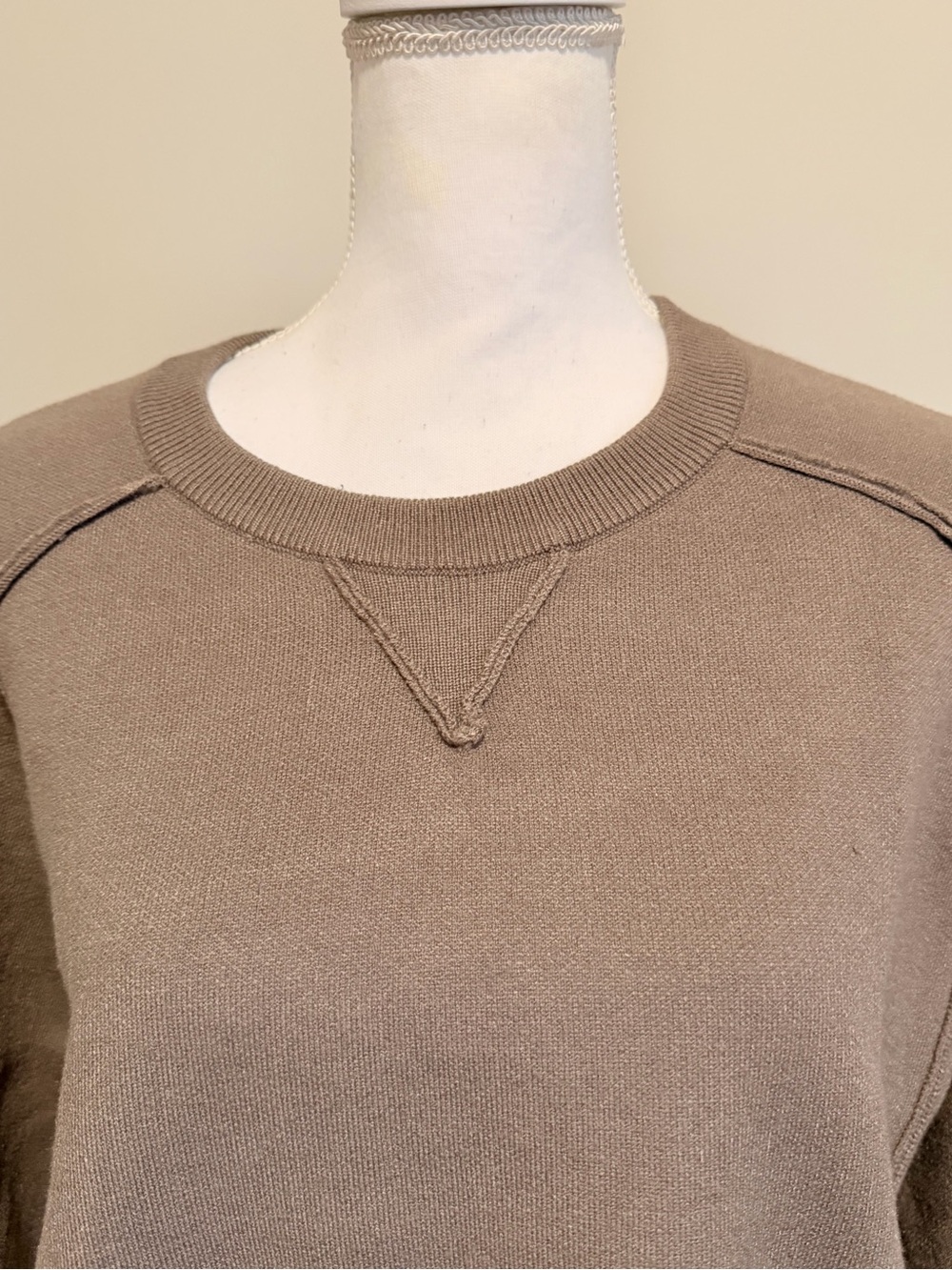 Stitches + Stripes Oversized Knit Sweater Sz Large Cozy Crewneck Soft Taupe NWT - Picture 4 of 9